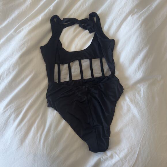 NWT House of CB Black Mesh Open Back Bodysuit Women’s Size XS - Picture 6 of 8